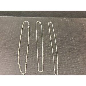 15'' Set of 3 Silver Colored Metal Chains w Lobster Clasps Closures Chains Only